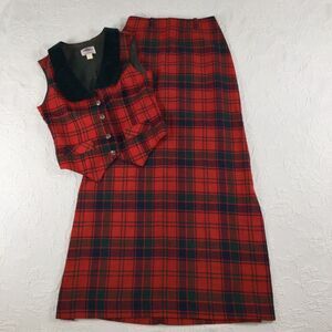 Vintage Lanz Beautiful Preppy Maxi Skirt Vest Flannel Velvet Set 5 Clueless Love
